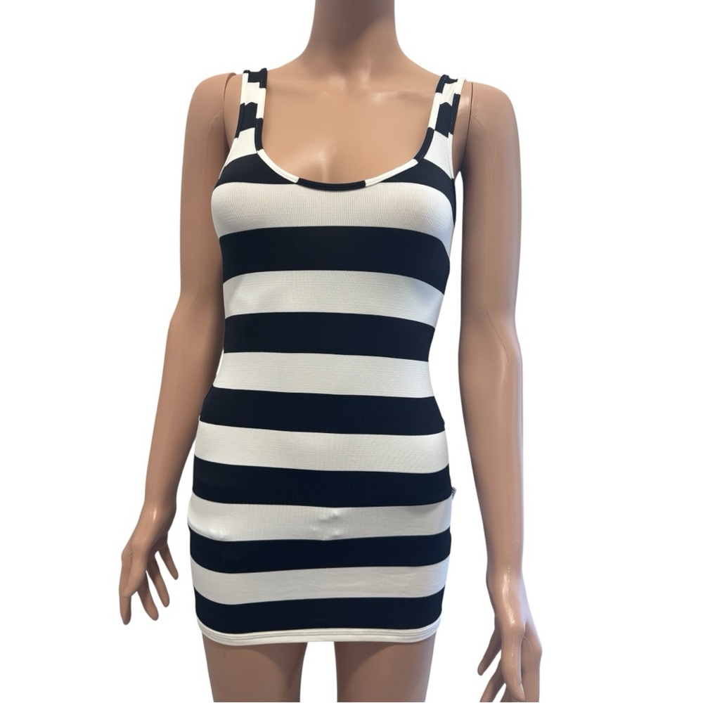 Striped Black and White Mini Dress
